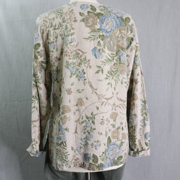 VTG Mishi Linen Tunic Top Women’s *L Floral V-Neck Boho Cottagecore Lagonlook - Picture 6 of 16